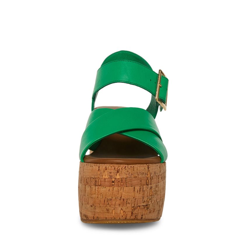 Sandalias de Plataforma Steve Madden Palmer Cuero Mujer Verde | ES XPE963